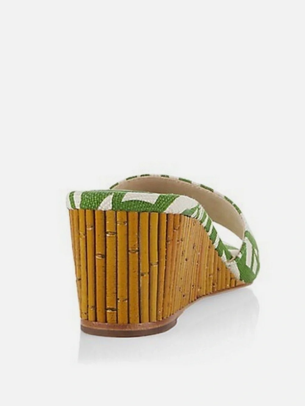 Kate Spade Meena Canvas Green Leaf Print Wedge Sandals